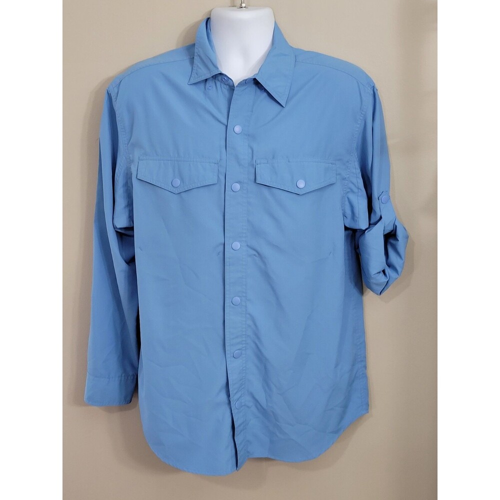 Duluth Trading Co Fishing Hiking Shirt  Size M Roll Tab Long Sleeve Snap Button